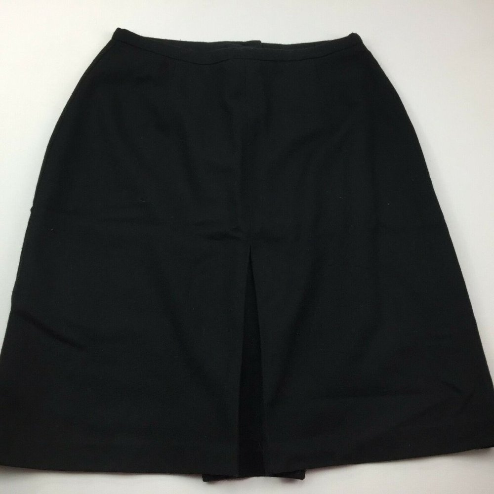 Levine Classics Women's Black Wool Skirt Front Pleat Work Office Career Size 12